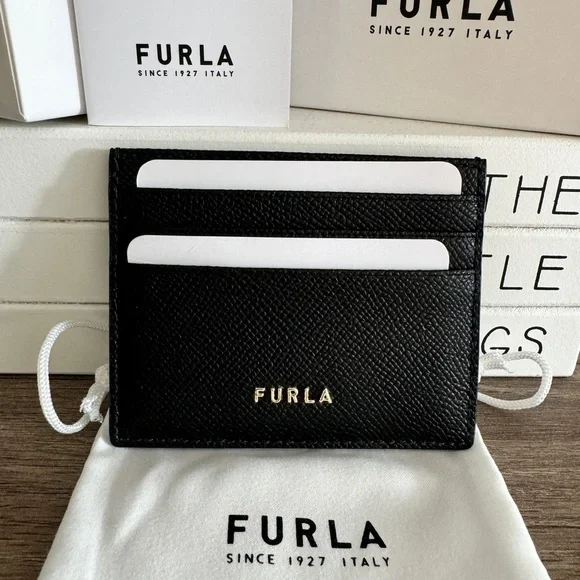 Furla Black Leather Credit Card Holder Wallet New Authentic - Picture 5 of 11